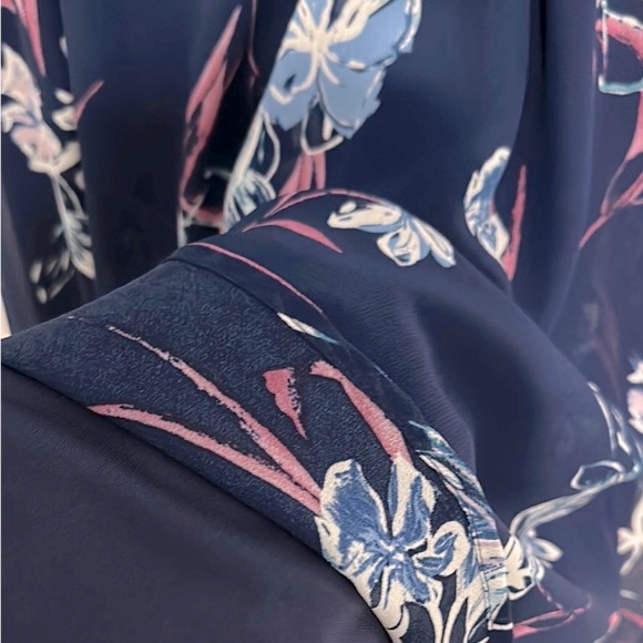 NWT Lane Bryant 28 Plus V-neck, Navy Blue Flowered Dress - Picture 8 of 10